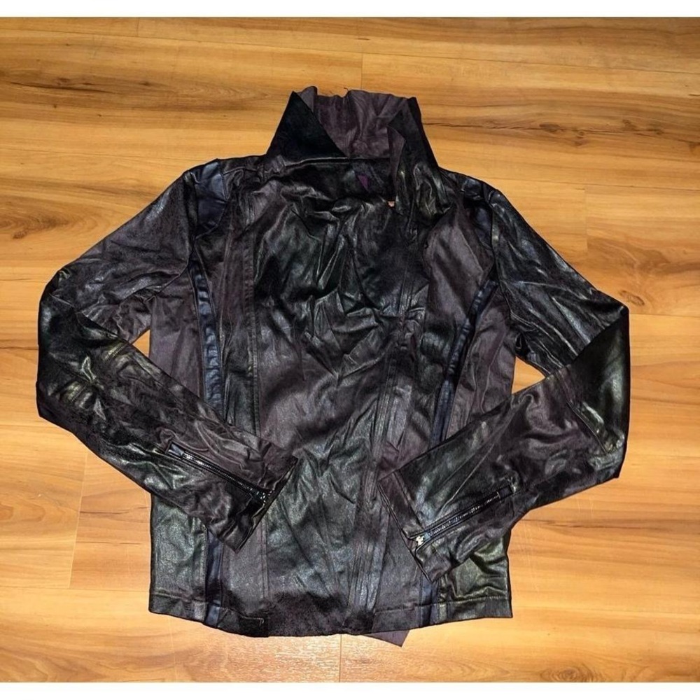 Womens Vigoss Faux Leather Motorcycle Style Lightweight Full Zip Jacket